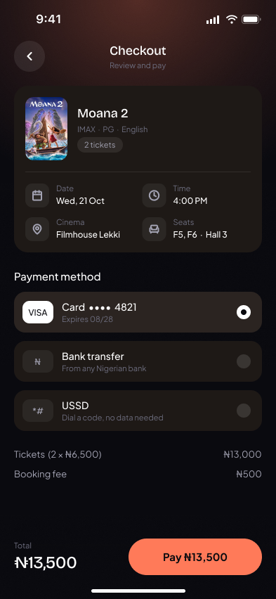 Cineva checkout screen